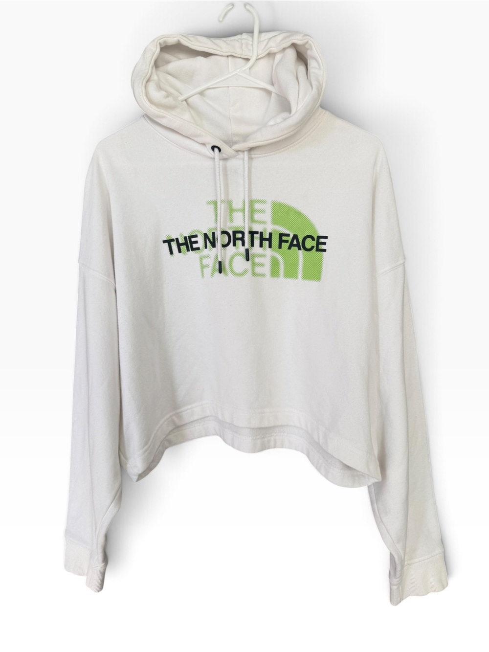 Womens White North Face Cropped Hoodie in Size Large